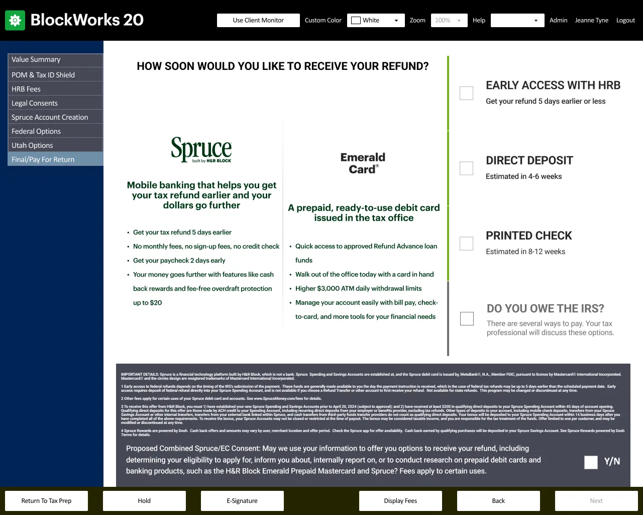 Tax Pro decision surface — legal constraints and card choices